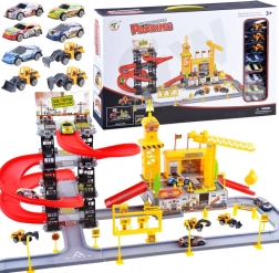 2-in-1-Set: Parkhaus und Baustelle mit Autos und Baggern