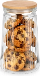 Gerippte Glasdose mit Bambusdeckel und Dichtung 1 l