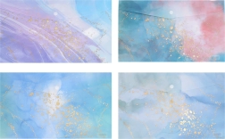 Kunststoffmappe mit Druckknopf A4, marmoriertes Design, bunt