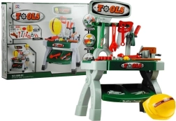 Kindergarten-Werkbank mit Werkzeug und Helm