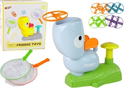 Geschicklichkeitsspiel Fang das Frisbee – Flugscheiben mit Katapult, blau