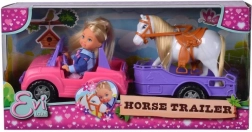 Puppe Evi Love mit Jeep und abnehmbarem Pferdeanhänger