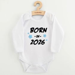 Baby-Body mit Aufdruck NEW BABY Born in 2026, blau