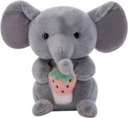 Plüschelefant mit Erdbeere grau 23 cm