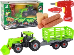 Traktor mit Anhänger zum DIY-Zusammenbau mit Schraubendreher