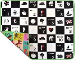 Humbi beidseitige Schaumstoff‑Lernmatte 3‑in‑1 Schachbrett, Alphabet und Zahlen 180 × 150 × 1 cm