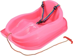Kunststoff-Schlitten mit Rückenlehne BABY MIX Mini rosa