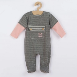 Baby-Strampler aus Baumwolle Koala Be Brave, grau‑rosa
