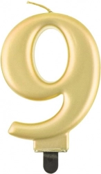Goldene Tortenkerze Zahl 9