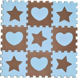 Schaumpuzzle Sterne und Herzen blau