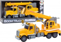 Gelber Lastkran mit Reibungsantrieb und Licht- und Toneffekten