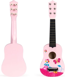 Kinder rosa Holz-Gitarre mit Metall-Saiten ECOTOYS