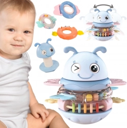 Woopie blaue Libelle 2-in-1 – Sinnes-Spielzeug, Rassel und Beißring für Babys