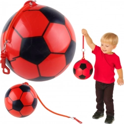 Gummiball mit Fußballmuster, elastische Befestigung, rot, 22 cm