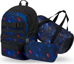 BAAGL Set Rucksack, Federmäppchen und Sporttasche Skate Indigo