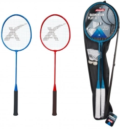Set aus Badmintonschlägern und Federbällen im Etui