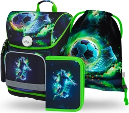 BAAGL 3 SET Ergo Fußballspieler: Schulranzen, Federmäppchen, Beutel