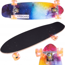 Skateboard mit einseitigem Rainbow-Druck, LED-Rollen