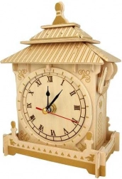 Woodcraft Holz-3D-Puzzle Uhr mit funktionalem Uhrwerk