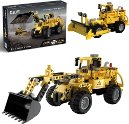 CaDA Bausatz gelbe Baufahrzeuge 2-in-1 Radlader und Bulldozer