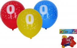 Luftballons 30 cm mit Zahl 0 – Set 5 Stk.