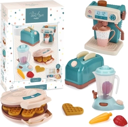 Kinder-Küchenset mit Toaster, Kaffeemaschine, Waffeleisen und Mixer ECOIFFIER Vert Azur – 15 Teile