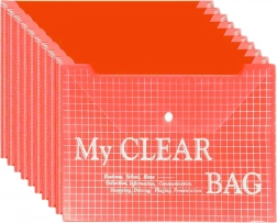 Transparente Dokumentenhülle mit Druckknopf, rot, A4, 20 Stück