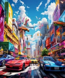 Diamantmalerei Bunte Stadt 30 × 40 cm