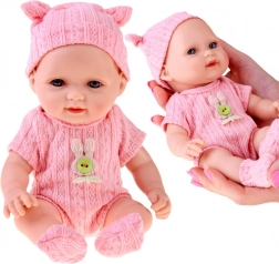 Süßes Baby-Puppe 26 cm in gestricktem Strampler mit Mützchen