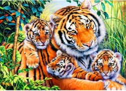 Diamantmalerei Tigerin mit Jungen 40 × 30 cm - 1 Stück