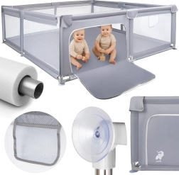 Kinderlaufstall KIVO 180 × 200 cm grau