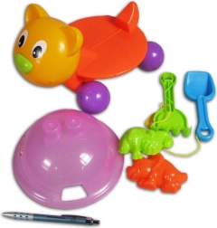 Ziehspielzeug Katze mit Zubehör für den Sand