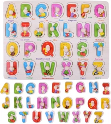 Holzpuzzle Alphabet 2-in-1 mit englischen Wörtern