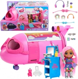 Růžiges Regenbogen-Flugzeug BARBIE Extra Fly Minis mit Pilotin