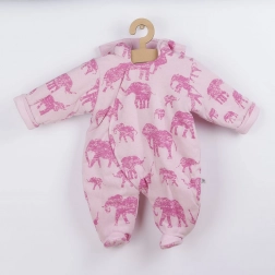 Gefütterter Baby-Overall mit Kapuze BABY SERVICE Elefanten rosa