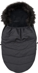 Kinderfußsack mit Fell dunkelgrau