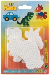 Unterlage für Bügelperlen mit Motiven Auto, Papagei und Dinosaurier