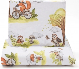 Beidseitiges Kinderwagen-Set NEW BABY Waldtiere aus Baumwolle und Velvet