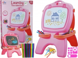 Beidseitige Magnet- und Kreidetafel – Rosa mit Schablonen