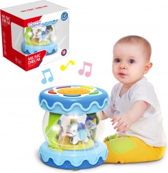 Woopie Kinder-Trommel 3-in-1 mit Spieluhr und Projektor + Rolle zum Krabbelnlernen