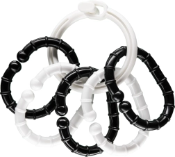 Schwarz-Weiß-Ringe mit Anhängern für Babys