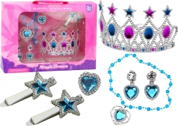 Set Kleine Prinzessin Krone Ohrringe Halskette Ring Haarclips