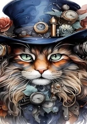 Diamantmalerei Steampunk-Katze 30 × 40 cm