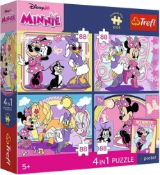 Trefl Disney Minnie Mouse Puzzle 4 in 1 (4×88 Teile) Magische Momente + Sammelposter
