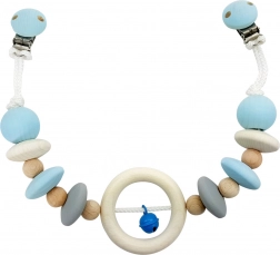 HESS Kinderwagenanhänger aus Naturholz mit blauem Glöckchen