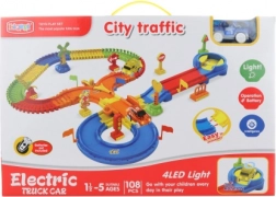 Leuchtende Strecke mit batteriebetriebenem Auto