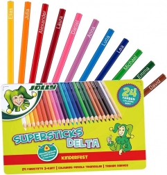 Dreikant-Buntstifte DELTA, 24 Farben, Metallbox