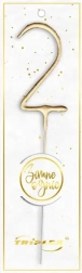 Wunderkerze Zahl 2, 16,5 cm, gold