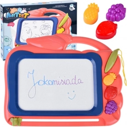 magnetische Zeichentafel mit Zaubertafel-Effekt und Obst-Stempeln