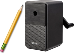 Manueller Kurbelspitzer mit Auffangbehälter und einstellbarer Spitze – schwarz